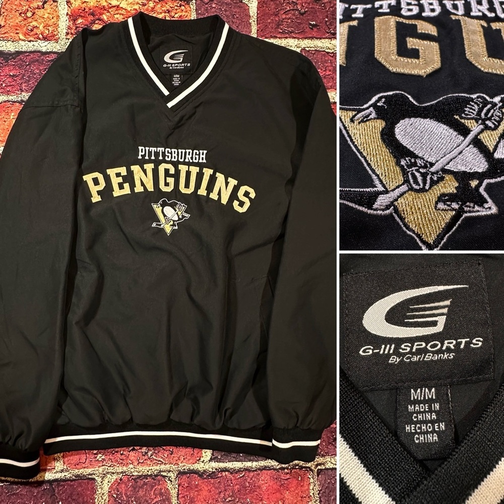 PITTSBURGH PENGUINS PULLOVER JACKET MENS SIZE MEDIUM G-III SPORTS HOCKEY NHL